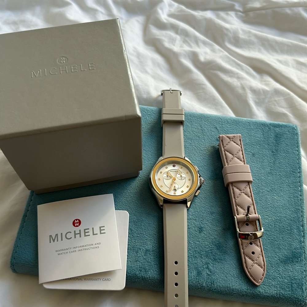 Michele two-toned watch